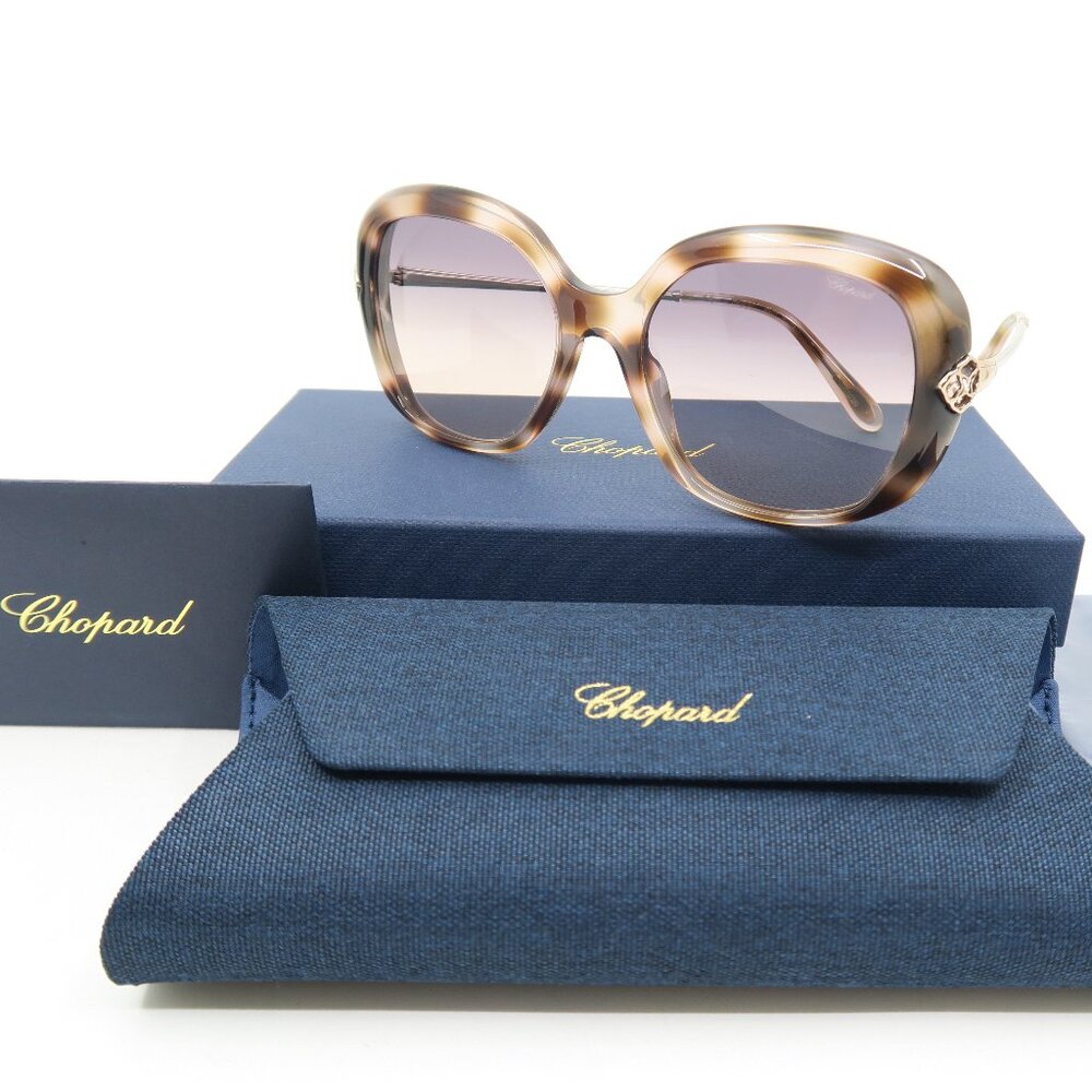 Chopard SCH314S OALD 57mm Light Havana/Grey Gradient, New Women's Sunglasses.